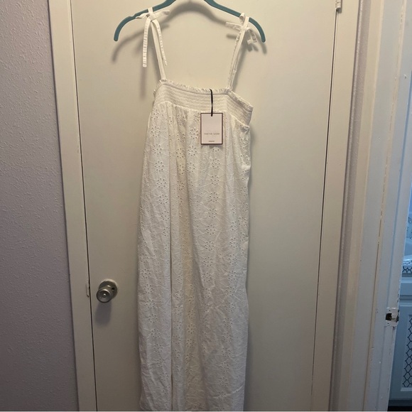 NW Tabitha Webb India White Cotton Eyelet House Dress Sleepwear Night Gown Sz M - Picture 1 of 4